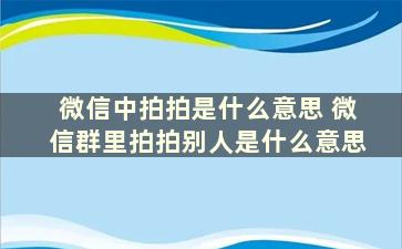 微信中拍拍是什么意思 微信群里拍拍别人是什么意思